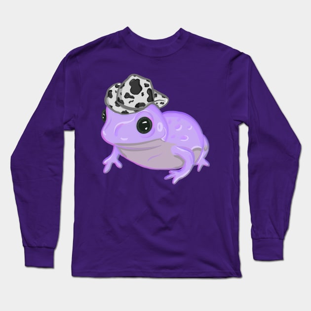 Purple Frog Wearing Cowboy Hat Long Sleeve T-Shirt by RoserinArt